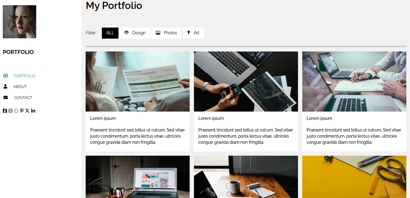 A picture of portfolio website